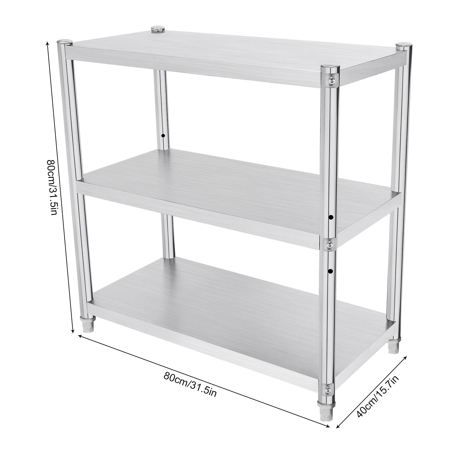 3-Tier 201 Stainless Steel Adjustable Storage Rack