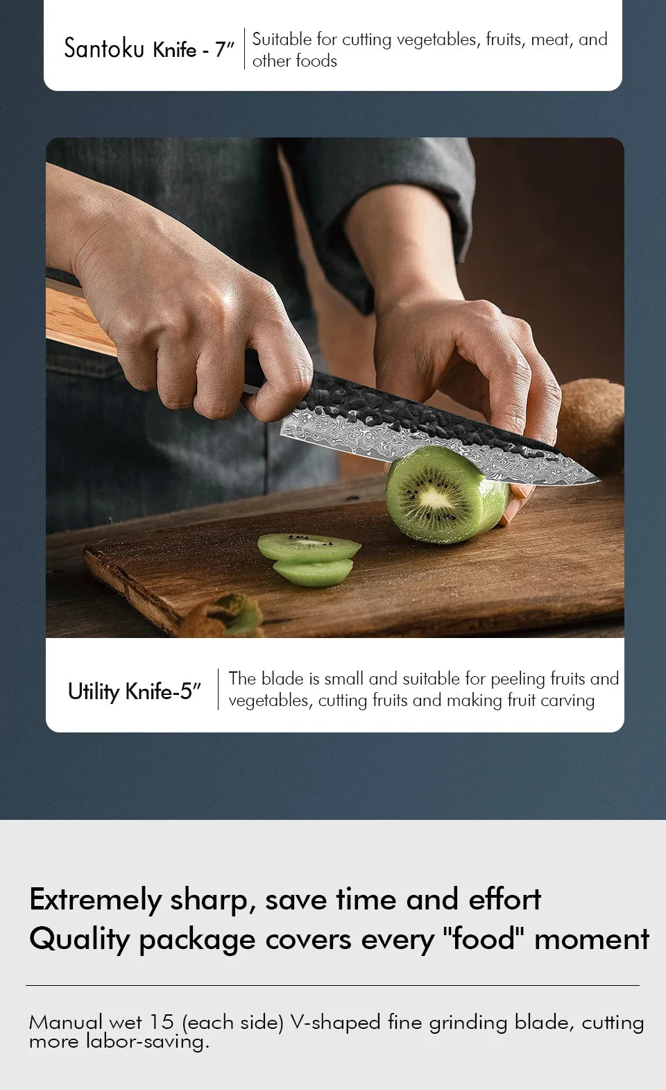 Damascus Steel Kitchen Knives, Japanese Hand Forged