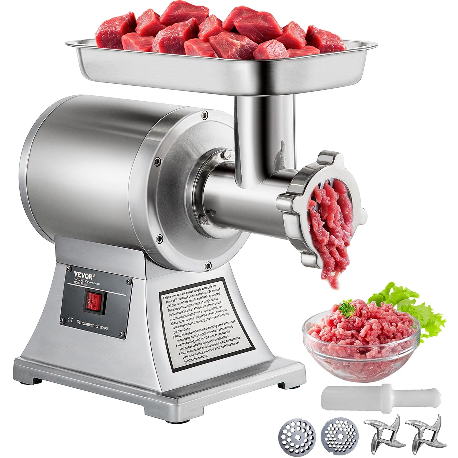 Electric Meat Grinder, Commercial Kitchen Chopper, Food Processor