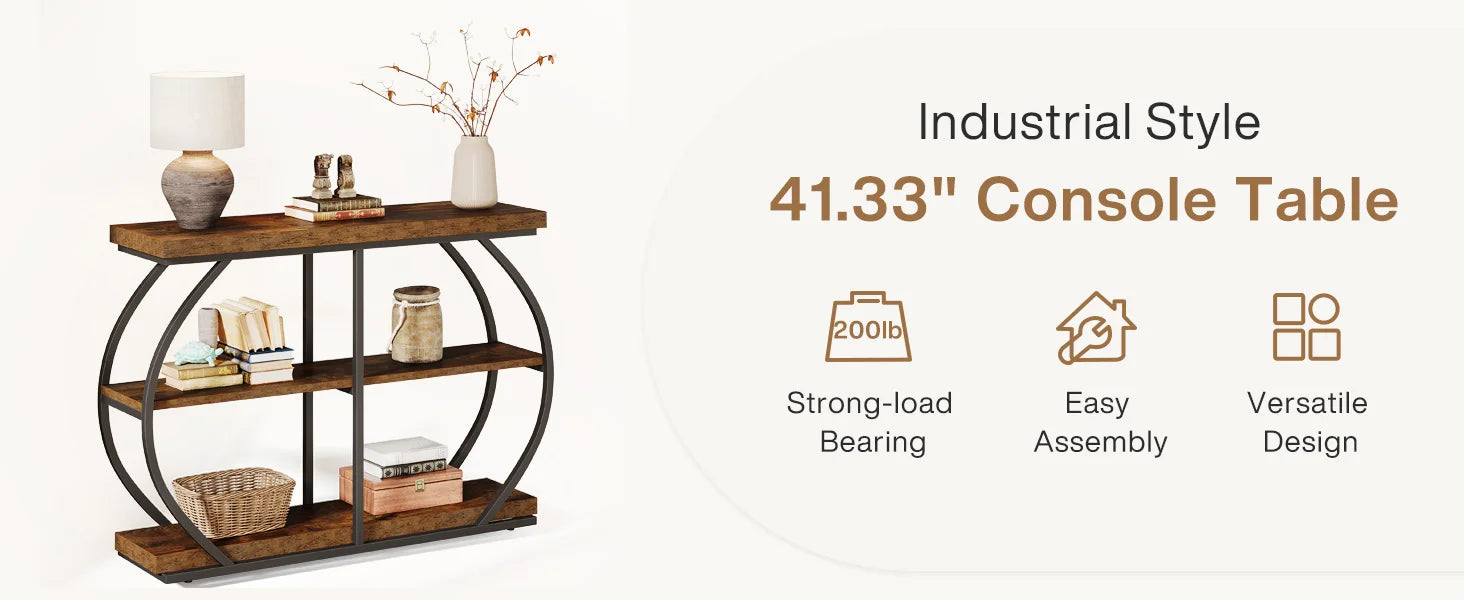 41.3" Console Table, 3-Tier Entryway Table