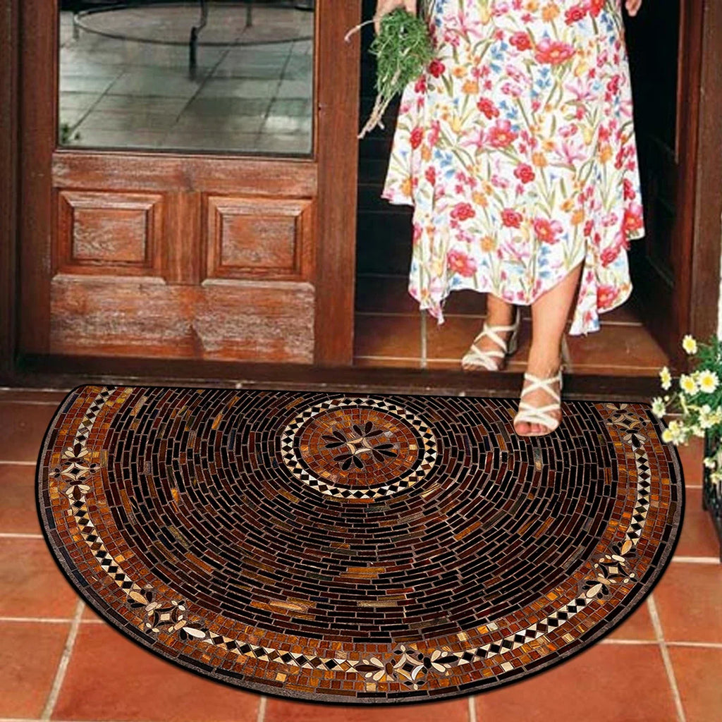 Entrance Doormat House, Outdoor, Semi-circular, Floral Style