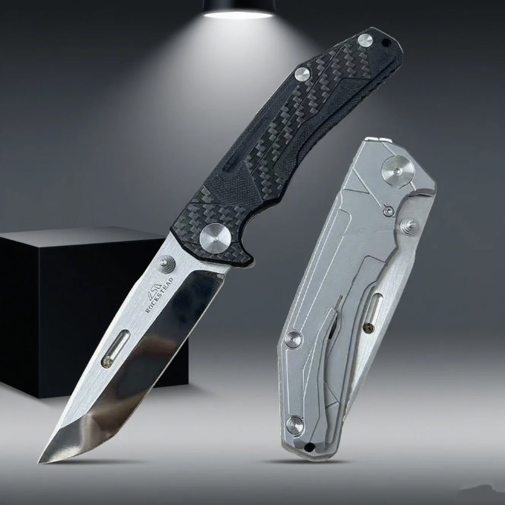 Carbon fiber hybrid handle, portable folding knife