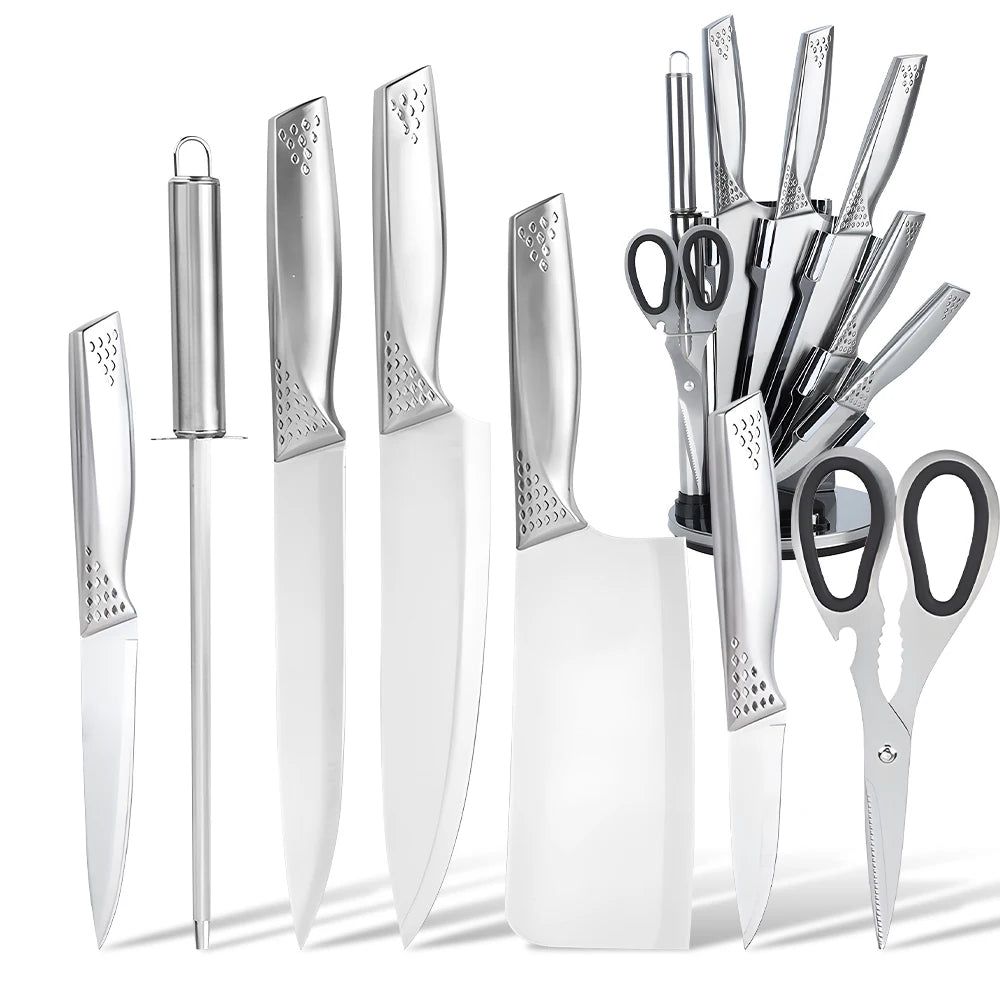 8pcs Kitchen Knives Set Stainless Steel With Block