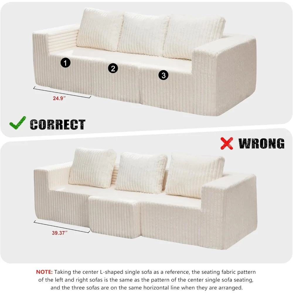 3-Seater Modular Couch, Deep Seat, Pillows