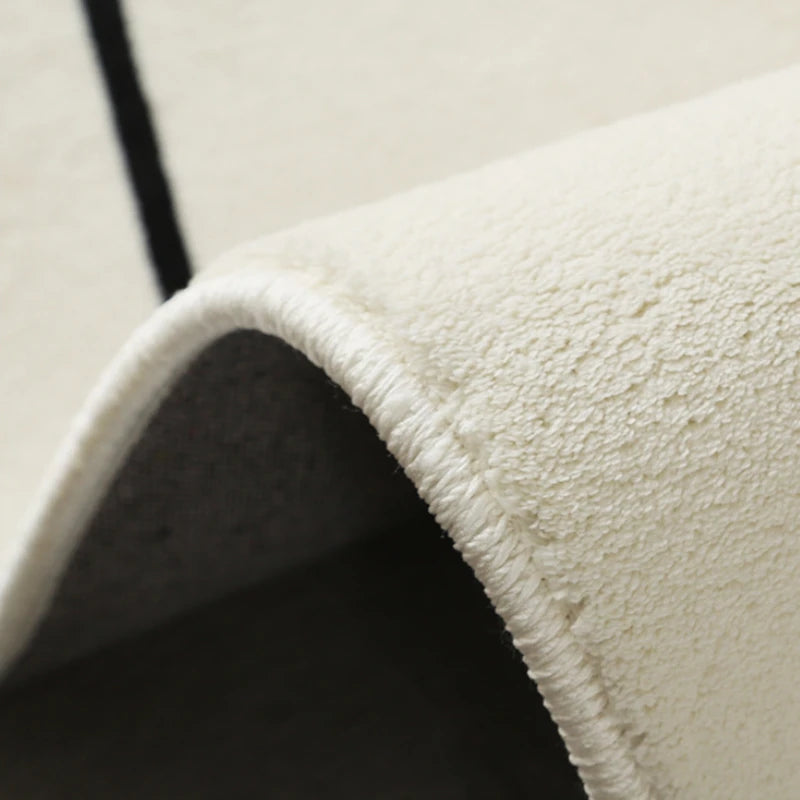 Fluffy, Soft, Plush Rugs, Black, White Lines, Washable