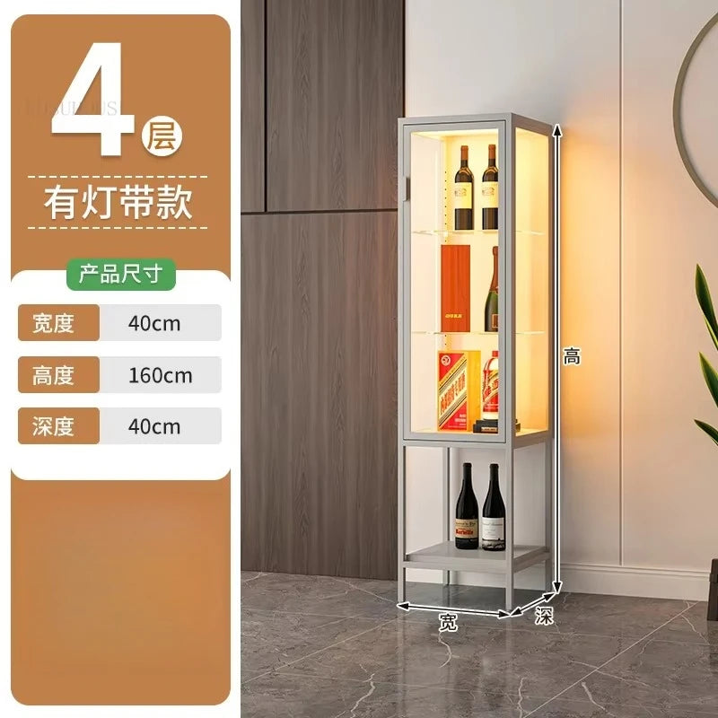 Glass Door Display Cabinet, Minimalist Light