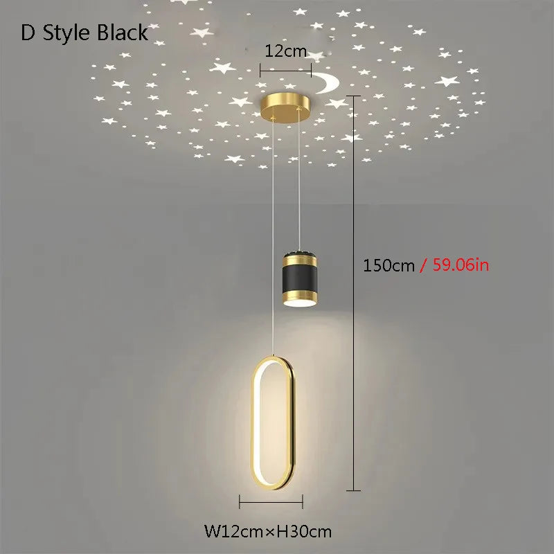Starry Sky Projection Style Circular Led Pendant Light