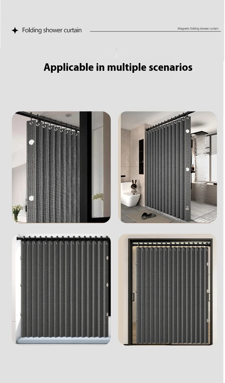 Bathroom Folding Shower Curtain