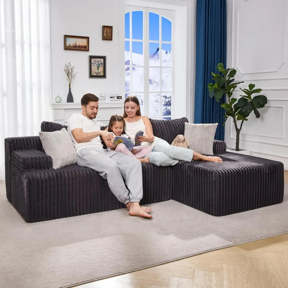 L-Shaped 3-Seat Sectional Sofa, Storage Modules