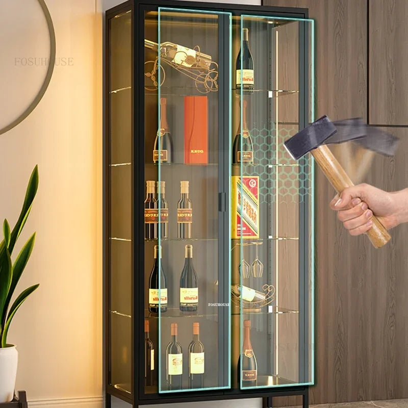 Glass Door Display Cabinet, Minimalist Light