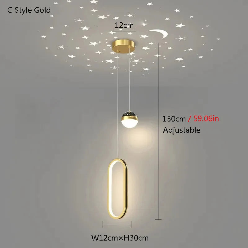 Starry Sky Projection Style Circular Led Pendant Light