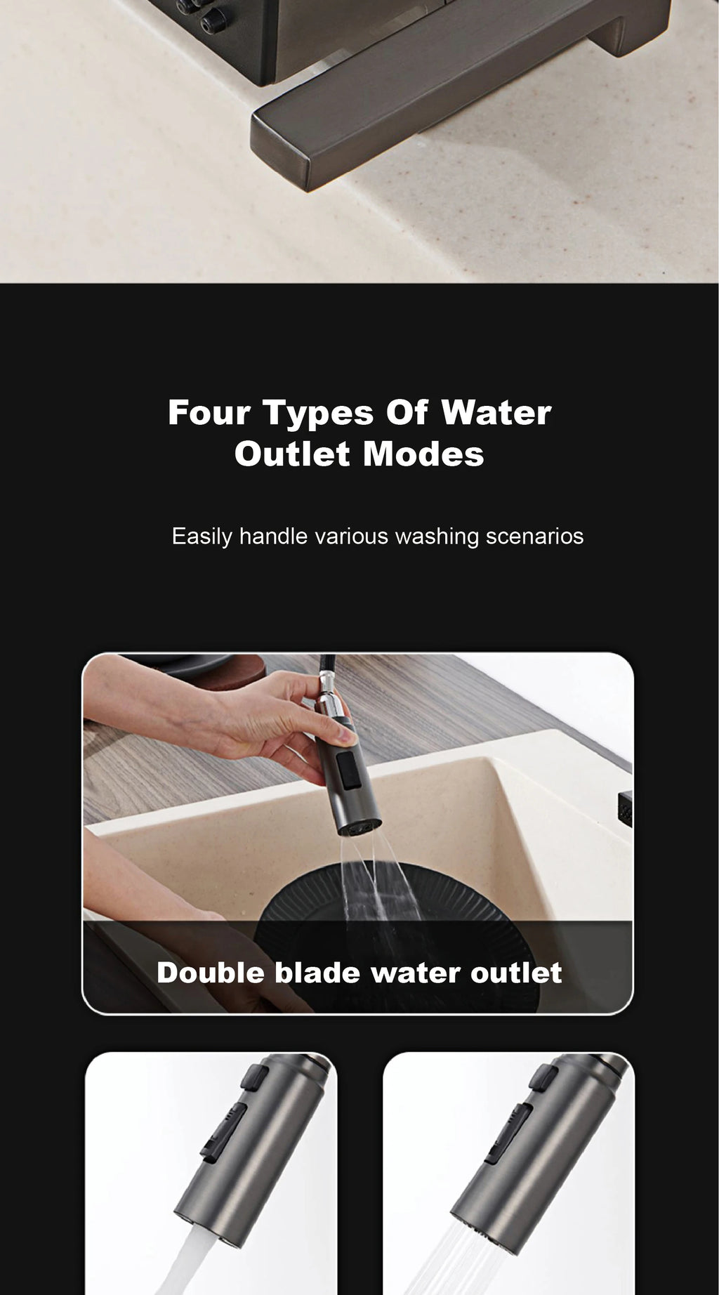 LED Digital Display Kitchen Faucet, 3 Modes Spray