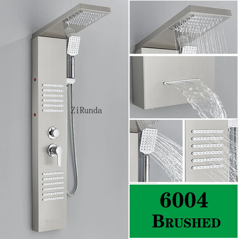 LED, massage, matte black, Stainless column, waterfall faucet