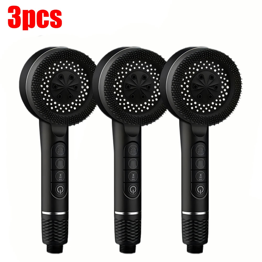4 Modes Shower Head, Silicone Brush, High Pressure, Filter