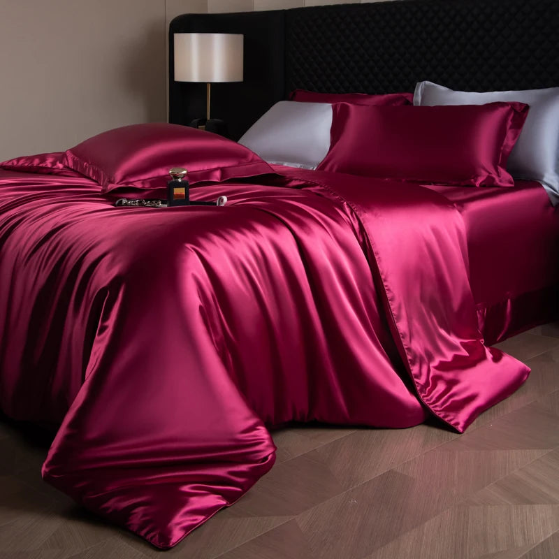 Silk Bedding Set, Duvet Cover, Fitted/Flat, Pillowcases