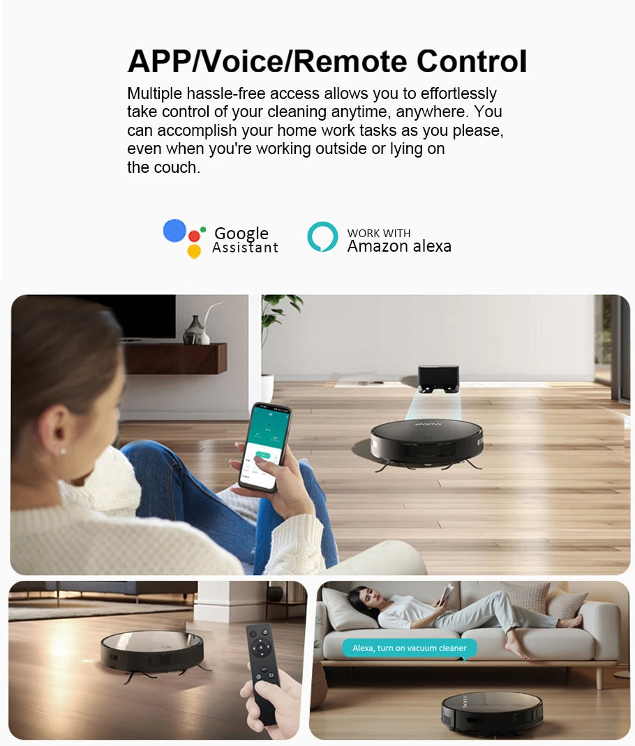 Robot Vacuum Cleaner, Mop, WiFi/Voice, Auto-Recharge
