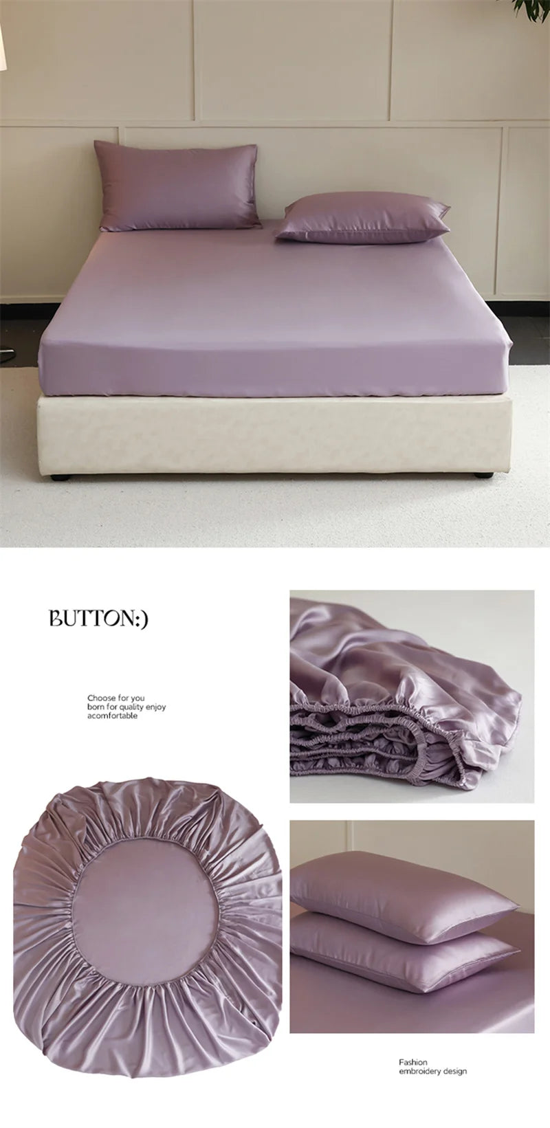 Mulberry Silk Fitted Sheet, Non-Slip Bed Cover