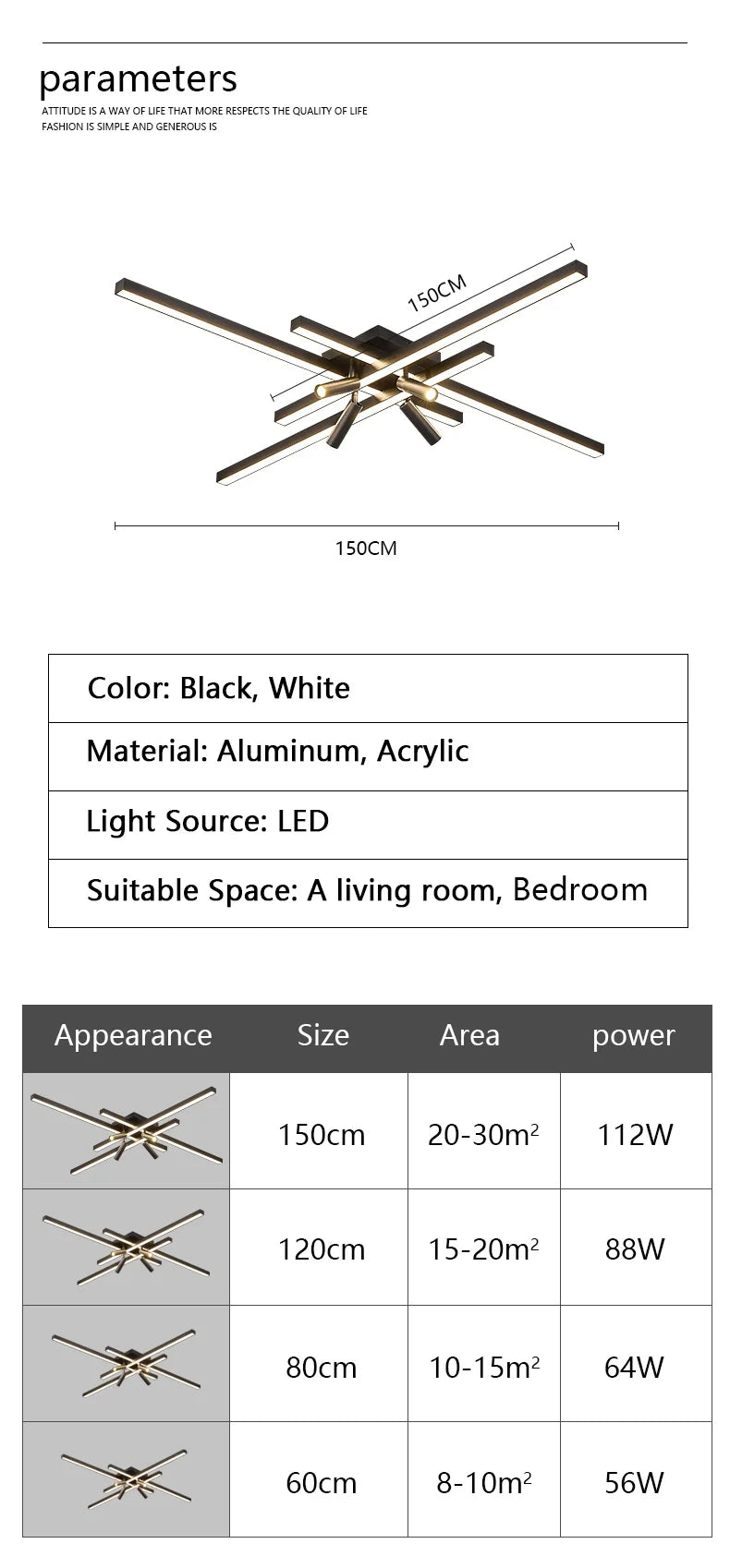 Ceiling Lights Long Line lamps, w/wo Remote