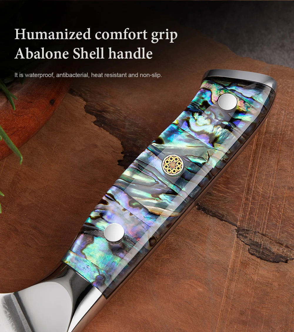1-9 Pc. Damascus Steel Kitchen Knives Set Abalone Handle
