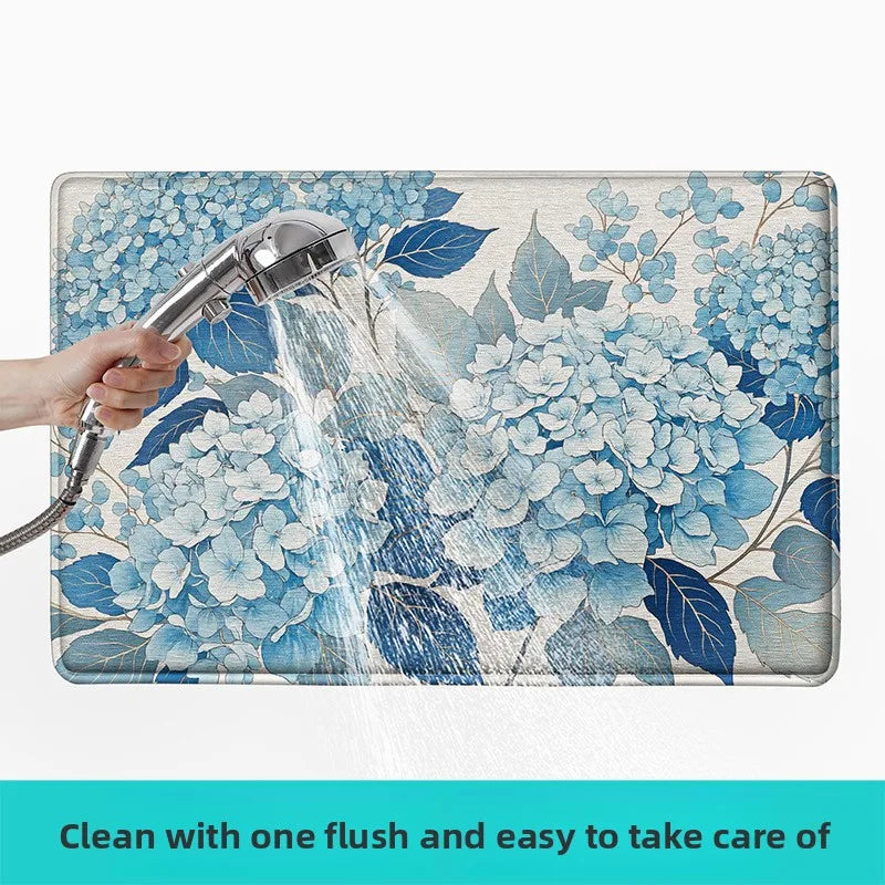 Floral Bath Mat Non-Slip Absorbent Quick Dry