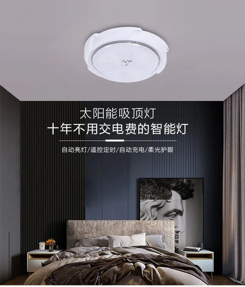 Solar Ceiling Light, Outdoor Indoor, Remote Control