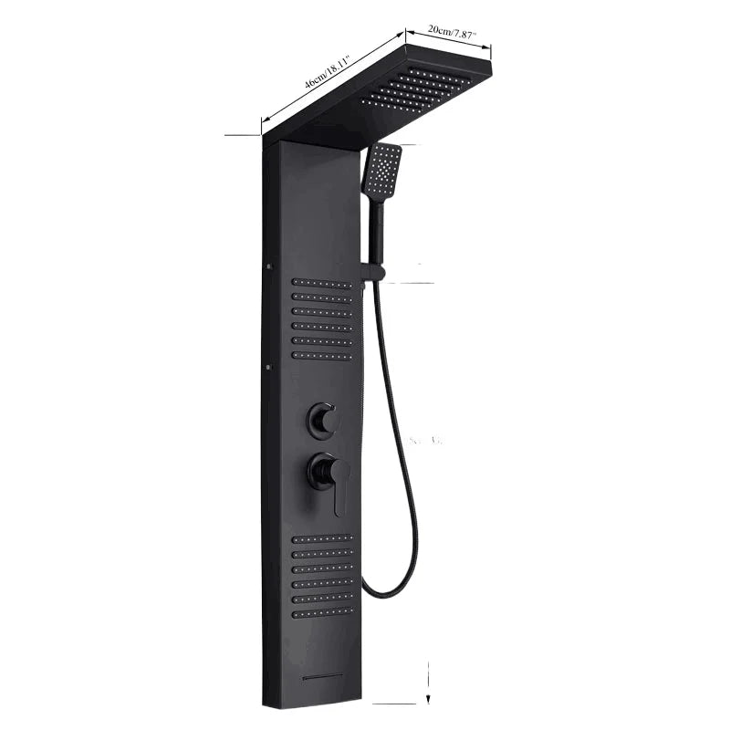 LED, massage, matte black, Stainless column, waterfall faucet