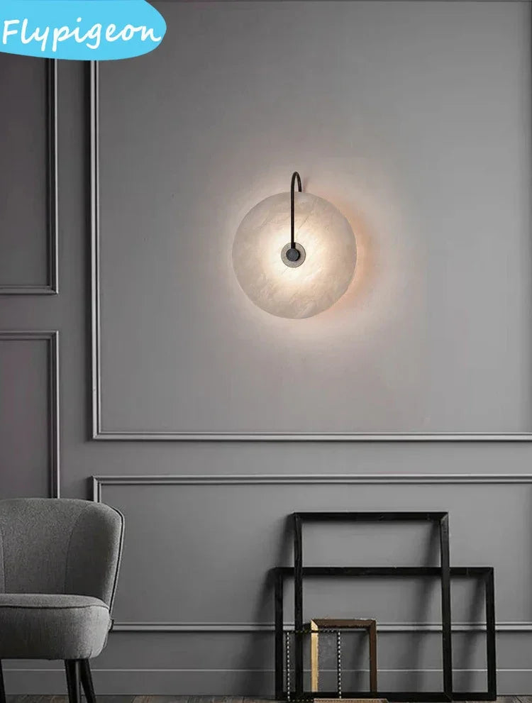 White LED Wall Lamp, Stone Design, Indoor Lighting