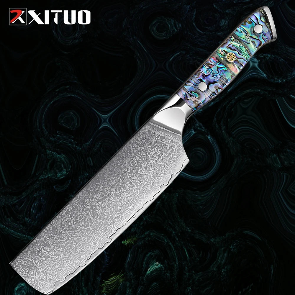 1-9 Pc. Damascus Steel Kitchen Knives Set Abalone Handle
