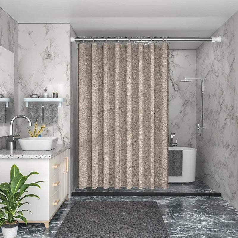 Waterproof Imitation Linen Shower Curtain, 6 Colors