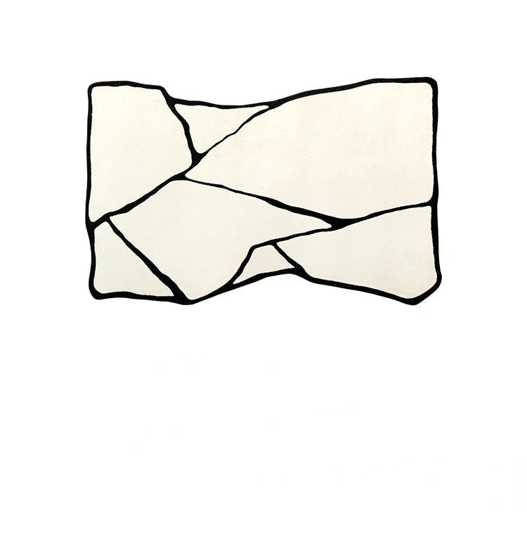 Fluffy, Soft, Plush Rugs, Black, White Lines, Washable