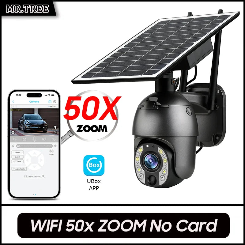 Solar Outdoor Surveillance Camera, 50X Zoom, Humanoid Tracking