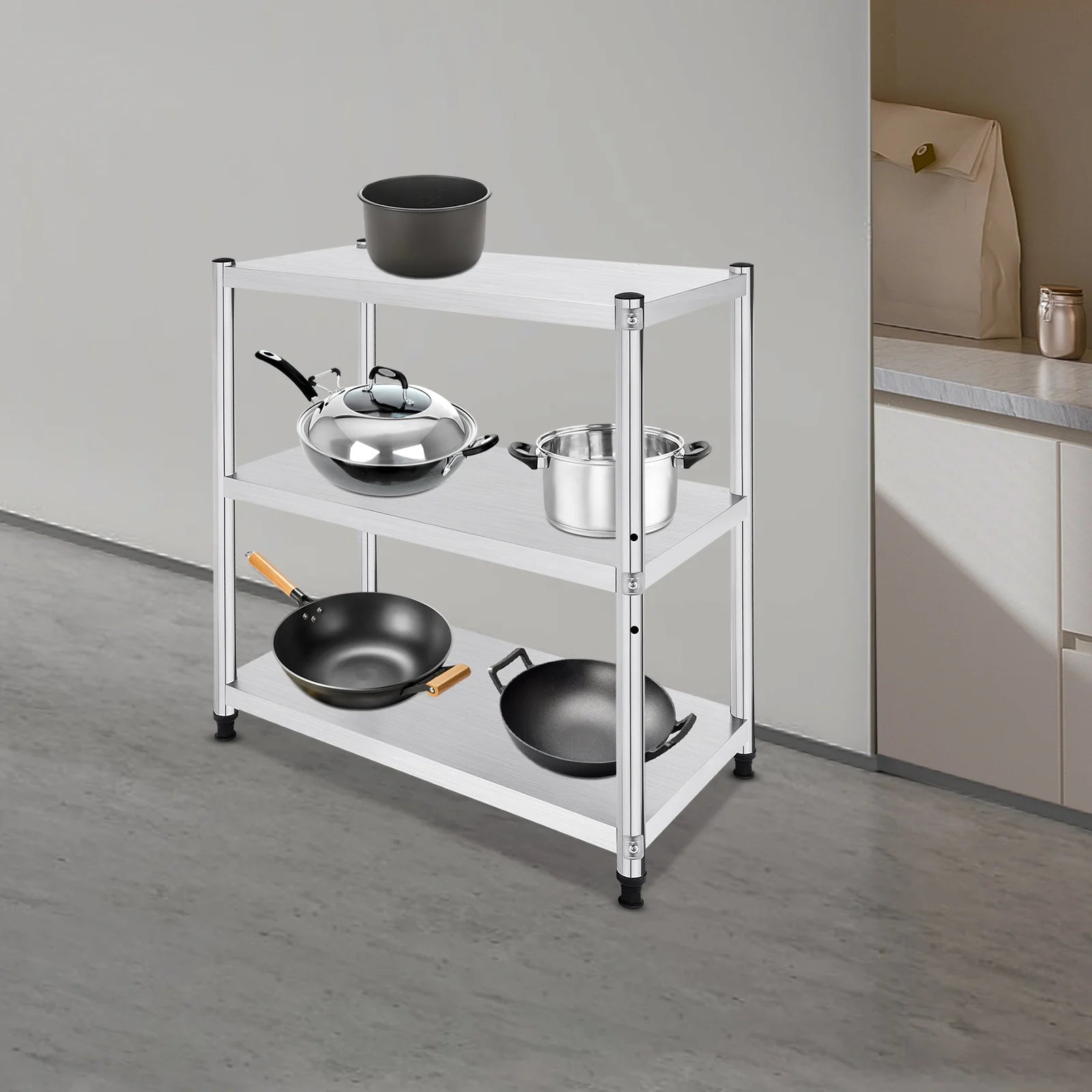 Stainless Steel Storage Rack,3-Tier Multi-functional Shelf