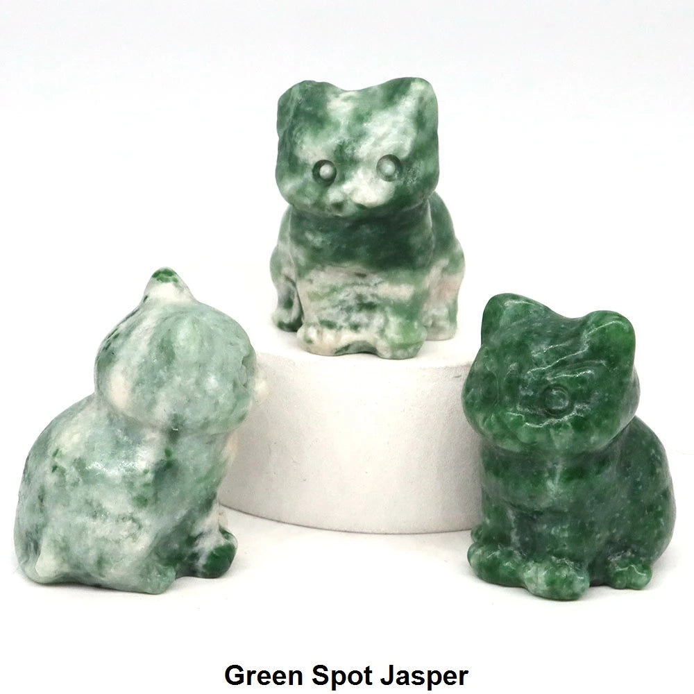 1.2" Mini Hand Carved Animal Kitty Figurine