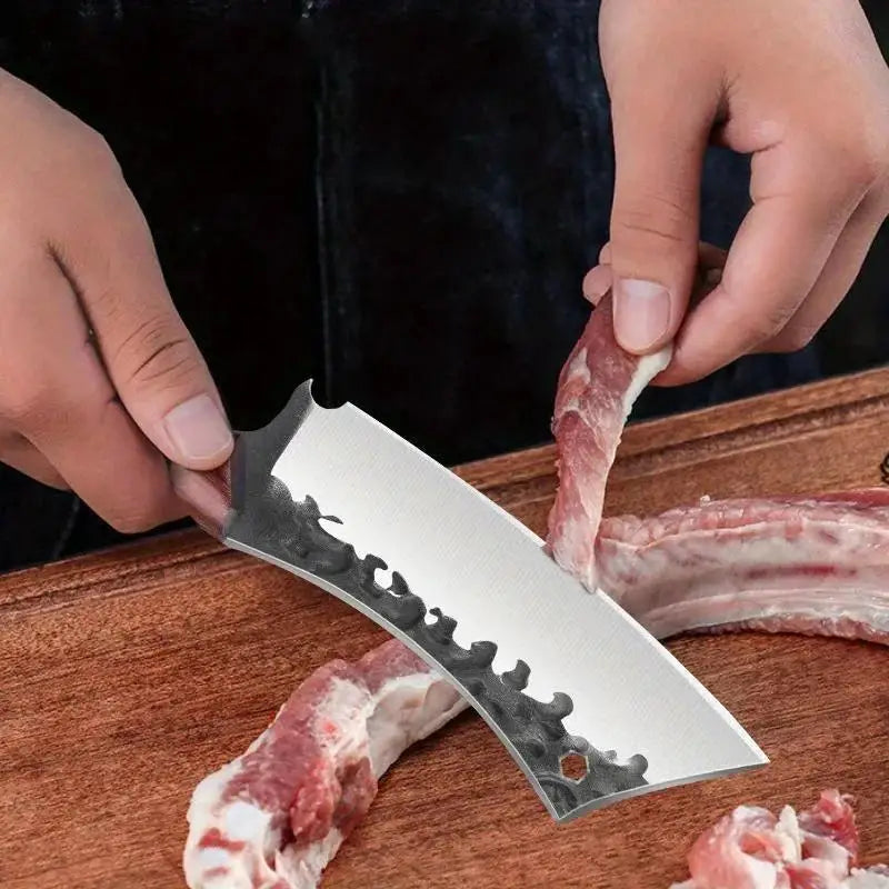 Kitchen Knife, Forged Meat Cleaver, Wooden Handle