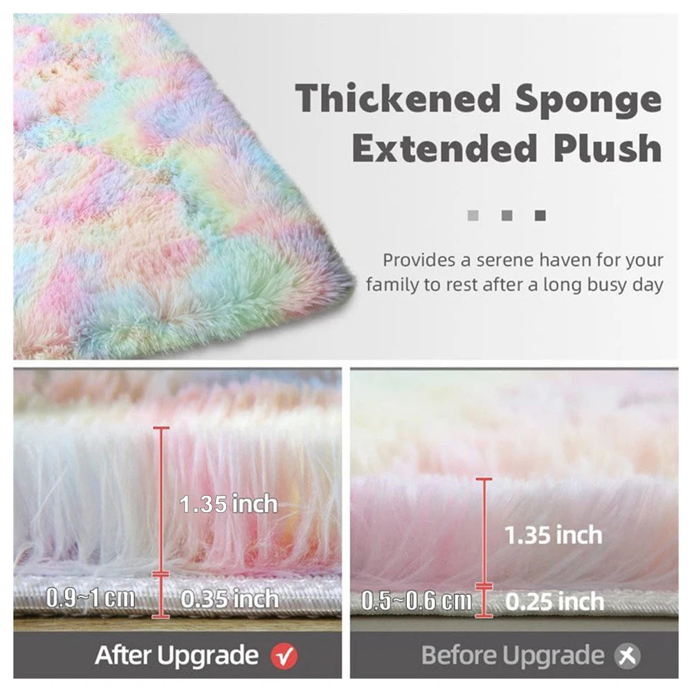 Oval Fluffy Plush Bedside Rugs, Moisture-Proof