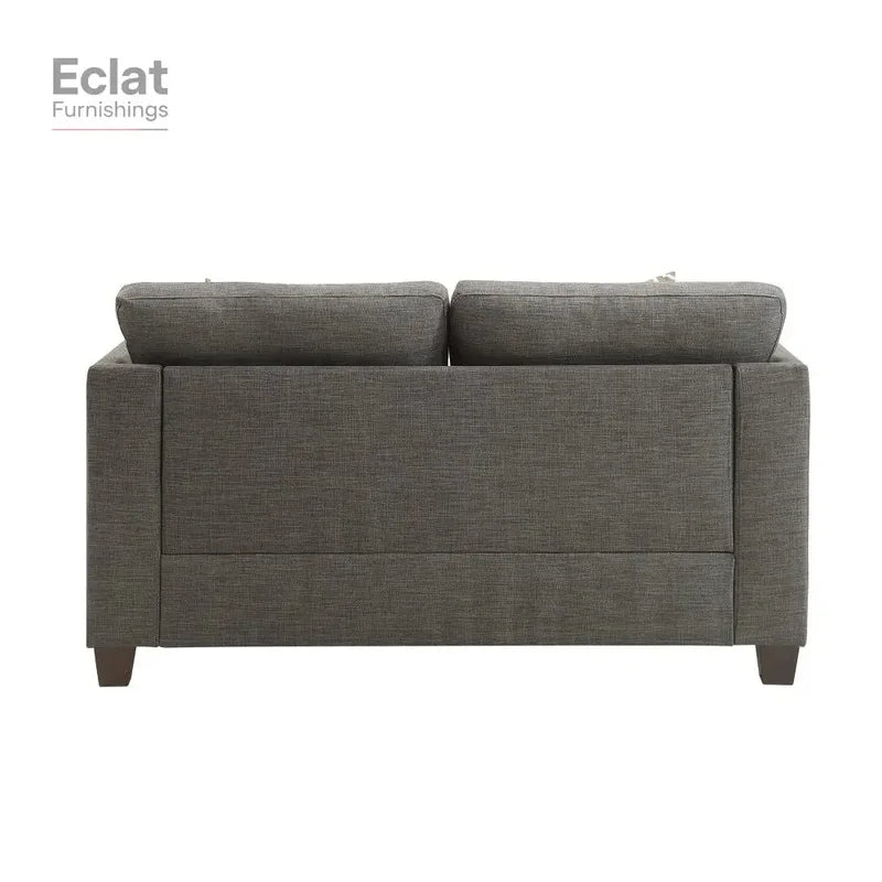 Light Charcoal Linen Loveseat with 4 Pillows