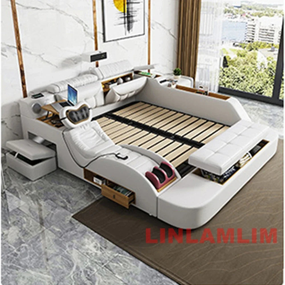 SMART BED 2 People, Ultimate Massage, Leather, Storage