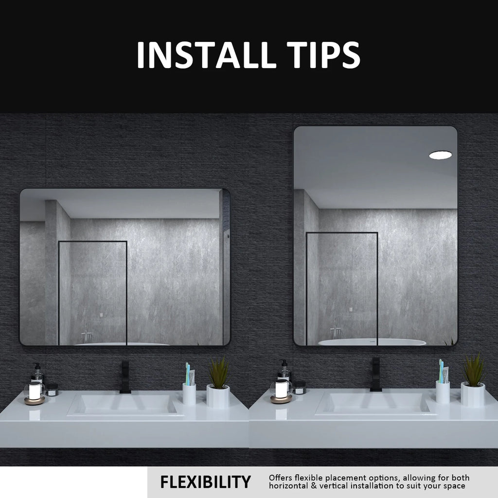 Matte Black Rectangle Wall Mirror