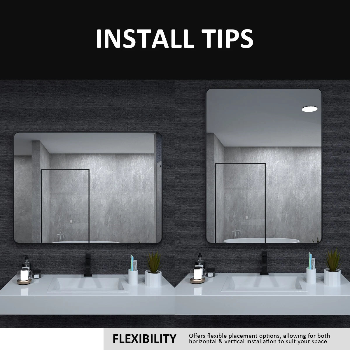 Matte Black Rectangle Wall Mirror