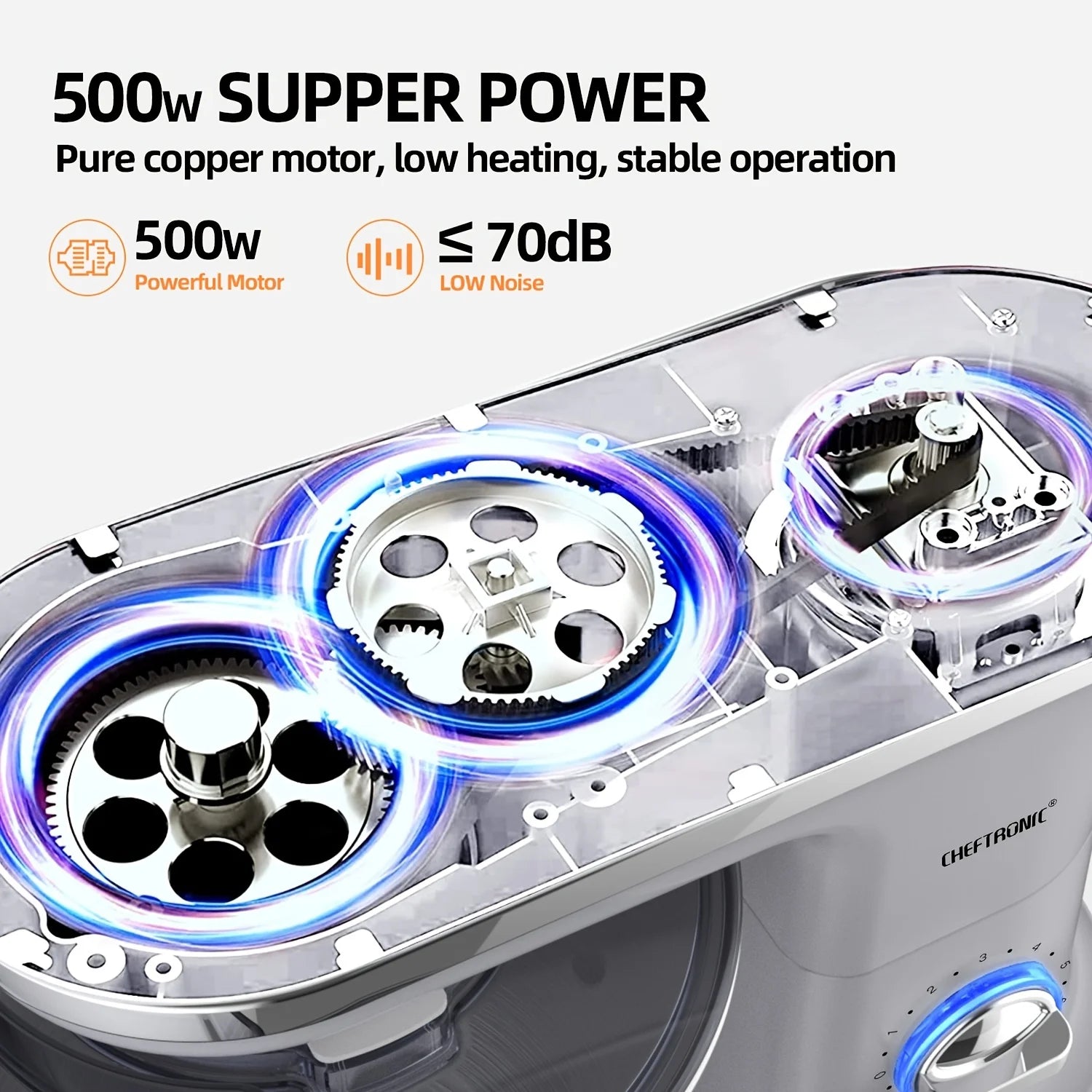 Stand Mixer, 5.5QT, 500W 6+P Speed