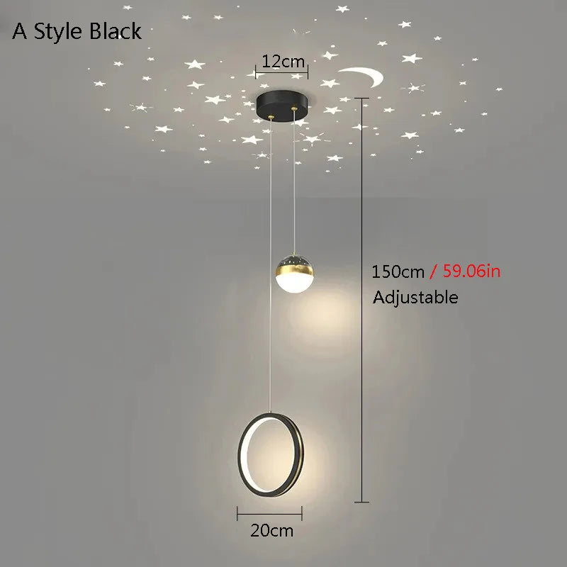 Starry Sky Projection Style Circular Led Pendant Light