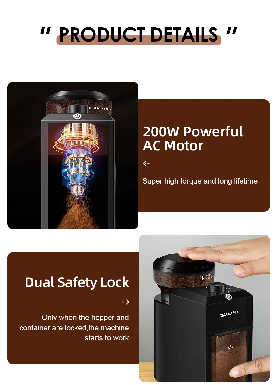 Burr Mill Coffee Grinder Electric, 28 Adjustable Gears