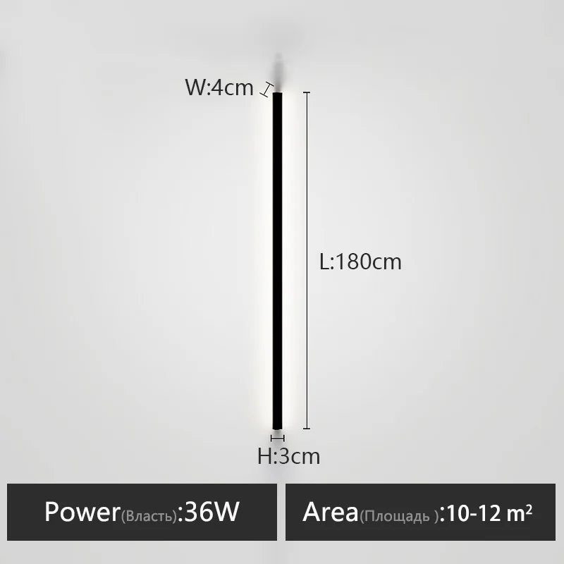 Wall lamp long strip black background