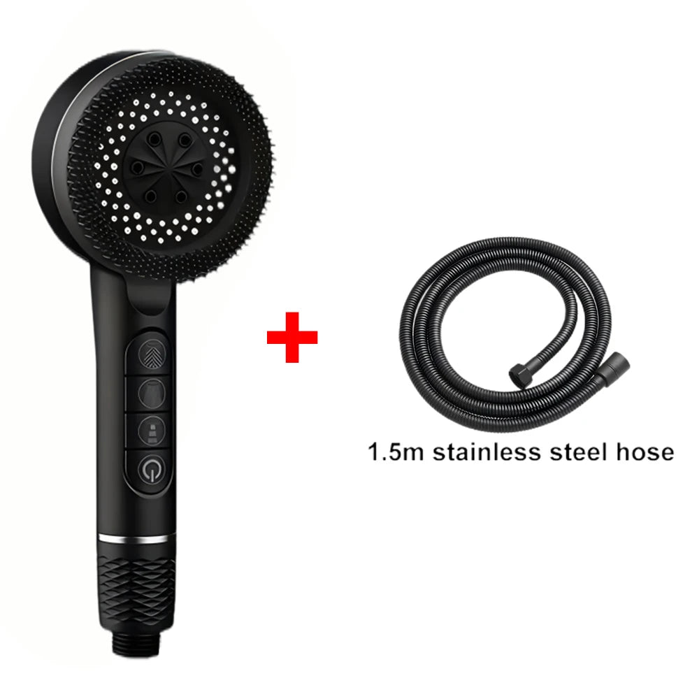 4 Modes Shower Head, Silicone Brush, High Pressure, Filter