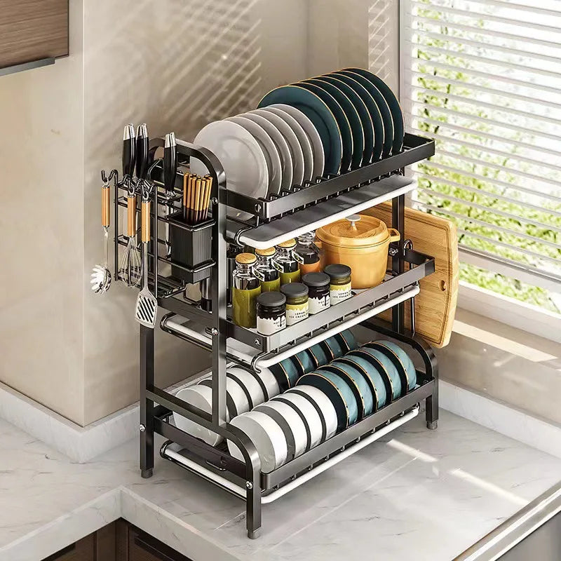 Dish Drying Rack Kitchen Dish Storage, Large Capacity