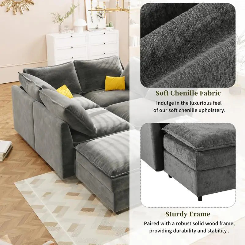 6-Piece Modular Sofa Bed with Storage