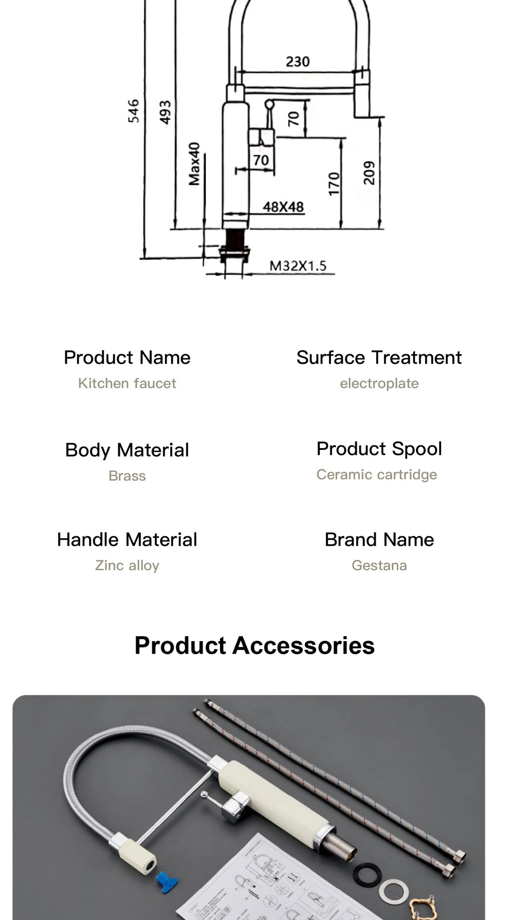 kitchen faucet with single handle, pull-out Spray