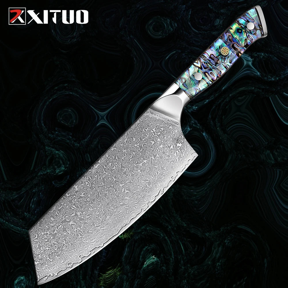 1-9 Pc. Damascus Steel Kitchen Knives Set Abalone Handle