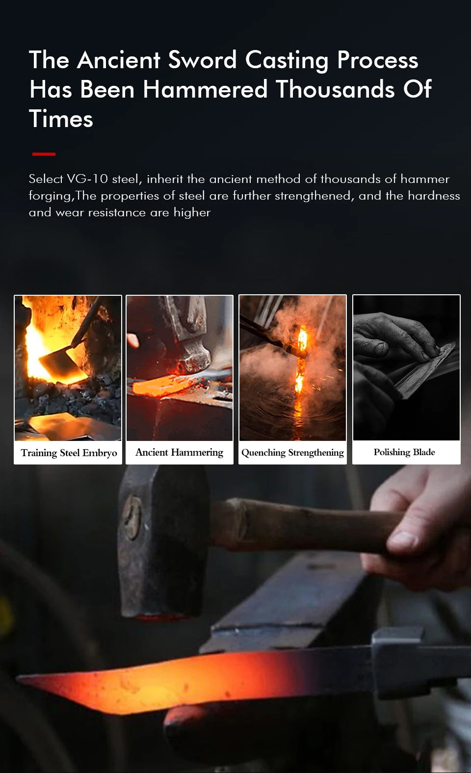 8.2" Japanese Chef Knife Damascus Steel Hand Forged