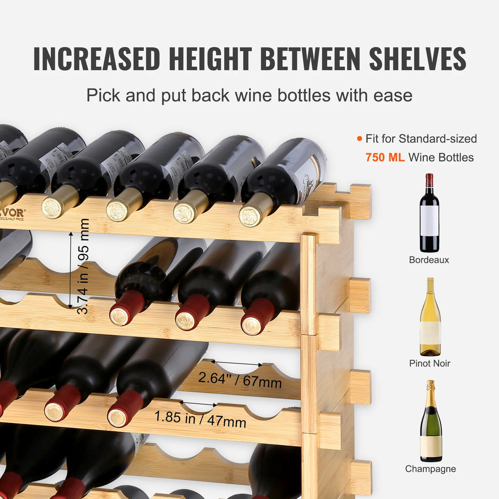 Free Standing Wine Storage Rack, Bamboo